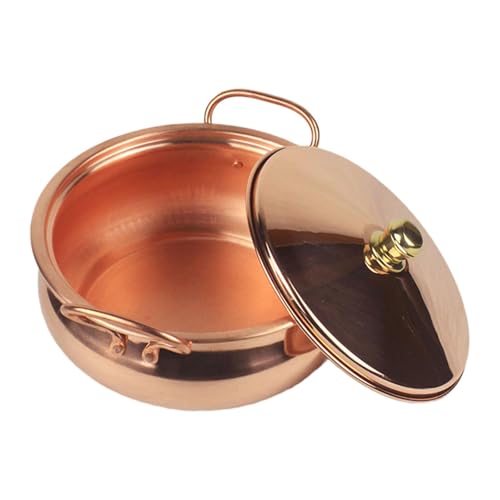 Baoblaze Kupfertopf für Herd, Induktion, schöne Form, Kochtopf mit Deckel, Stielkasserolle, Kupferkochgeschirr, Hot Pot für Restaurant zu Hause, 24CM